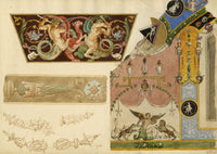Josef Kott, Decorations of Raphael's Loggia in the Vatican, Rome – 1885 watercolour painting
