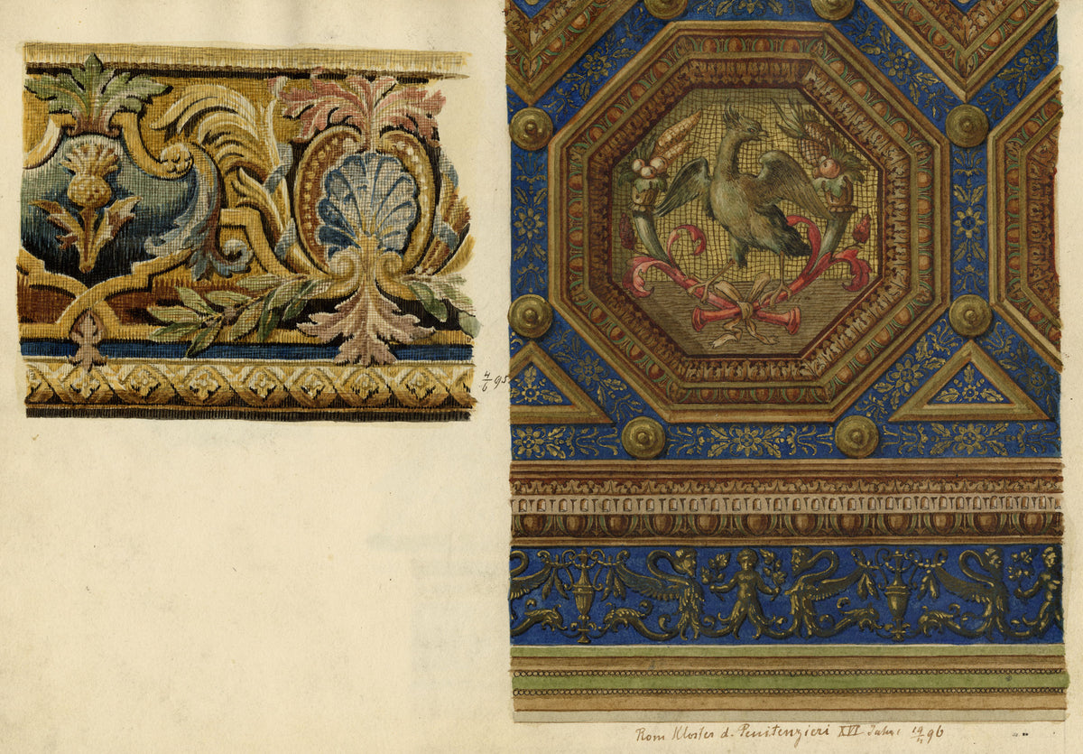 Josef Kott, Ceiling in the Monastery of the Penitenzieri, Rome – 1885 watercolour painting