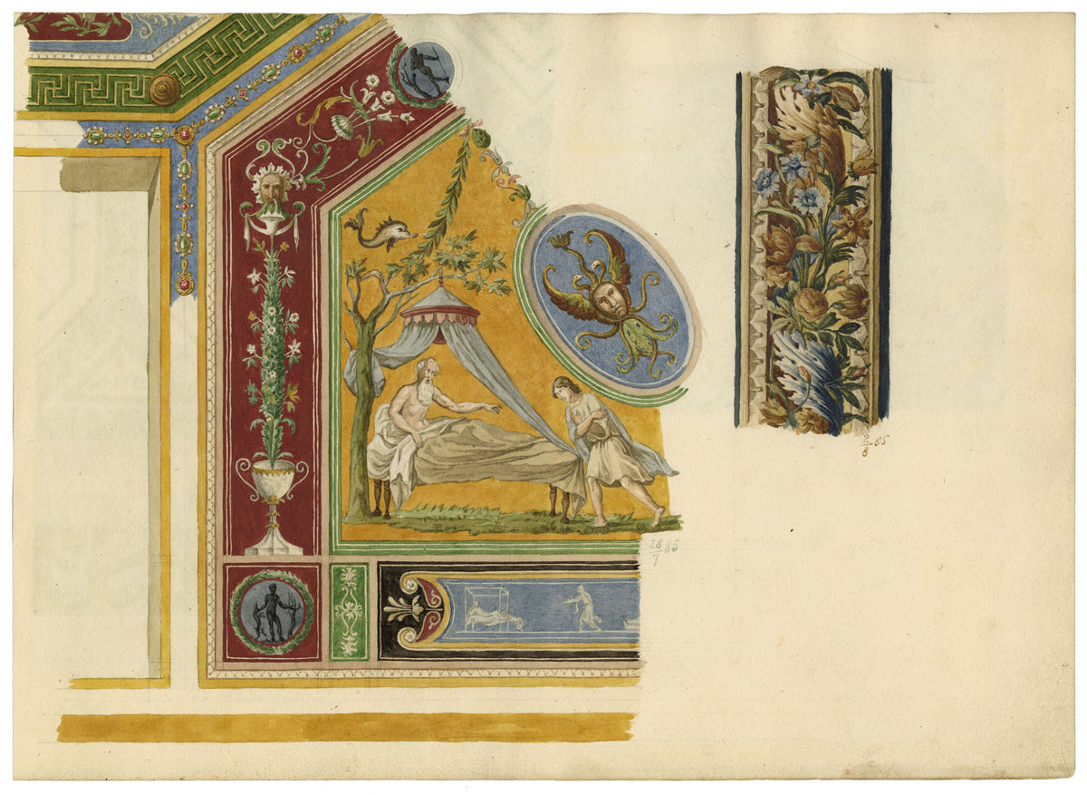 Josef Kott, Ceiling in the Monastery of the Penitenzieri, Rome – 1885 watercolour painting