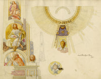 Josef Kott, Decorations from Dome Lantern of St Peter's Basilica, Vatican, Rome – 1885 watercolour painting