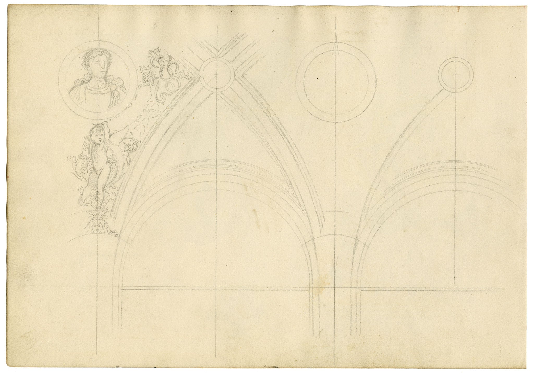 Josef Kott, Decorations from Dome Lantern of St Peter's Basilica, Vatican, Rome – 1885 watercolour painting