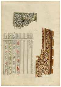 Josef Kott, Catholic Church Stained Glass Design with Tudor Rose – 1885 watercolour painting