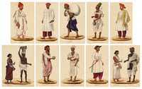 Indian Company School, Group of 10 Figure Paintings: Trades & Occupations in Gouache – c.1810 Madras