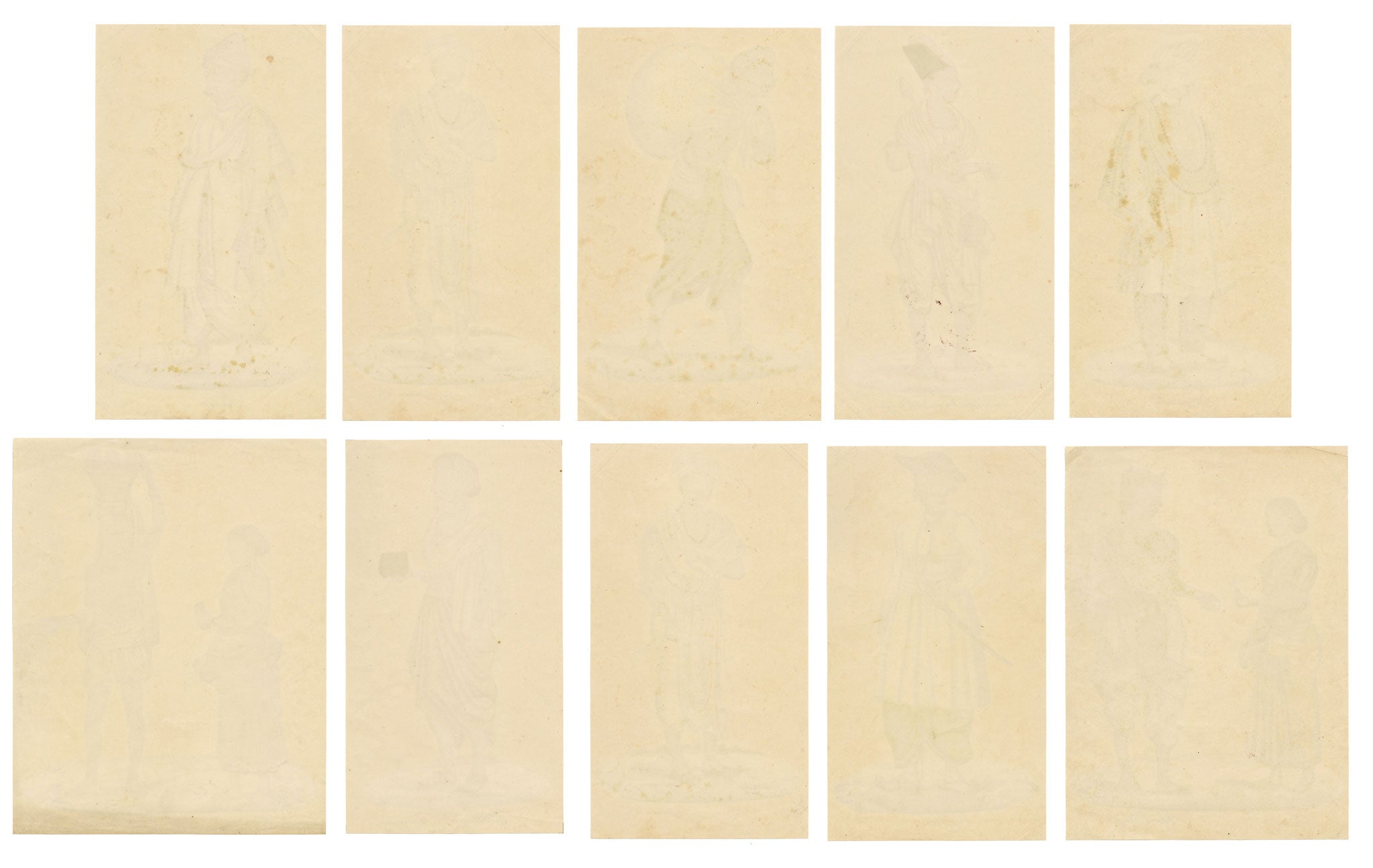 Indian Company School, Group of 10 Figure Paintings: Trades & Occupations in Gouache – c.1810 Madras