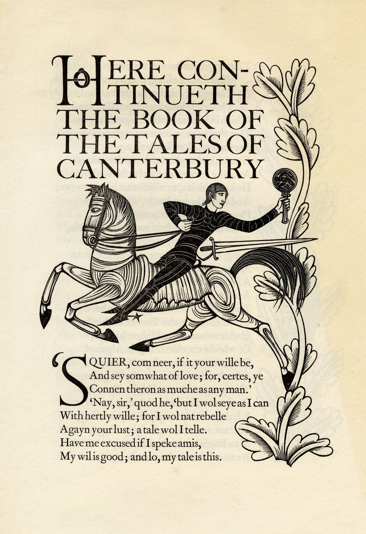 Eric Gill, The Canterbury Tales by Geoffrey Chaucer, Vol IV, Golden Cockerel Press – 1931 wood engraving