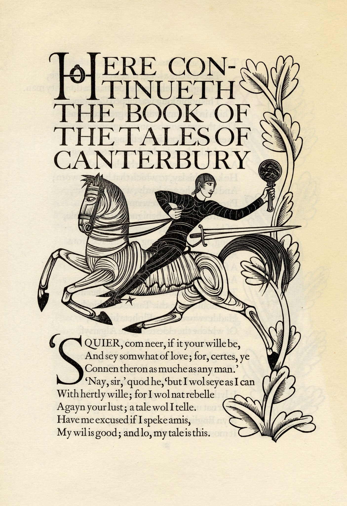 Eric Gill, The Canterbury Tales by Geoffrey Chaucer, Vol IV, Golden Cockerel Press – 1931 wood engraving
