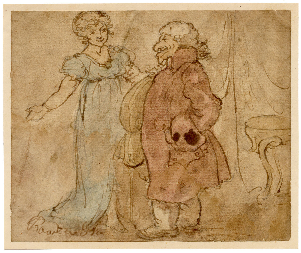 Thomas Rowlandson, A Mismatched Couple – 18th-century watercolour painting