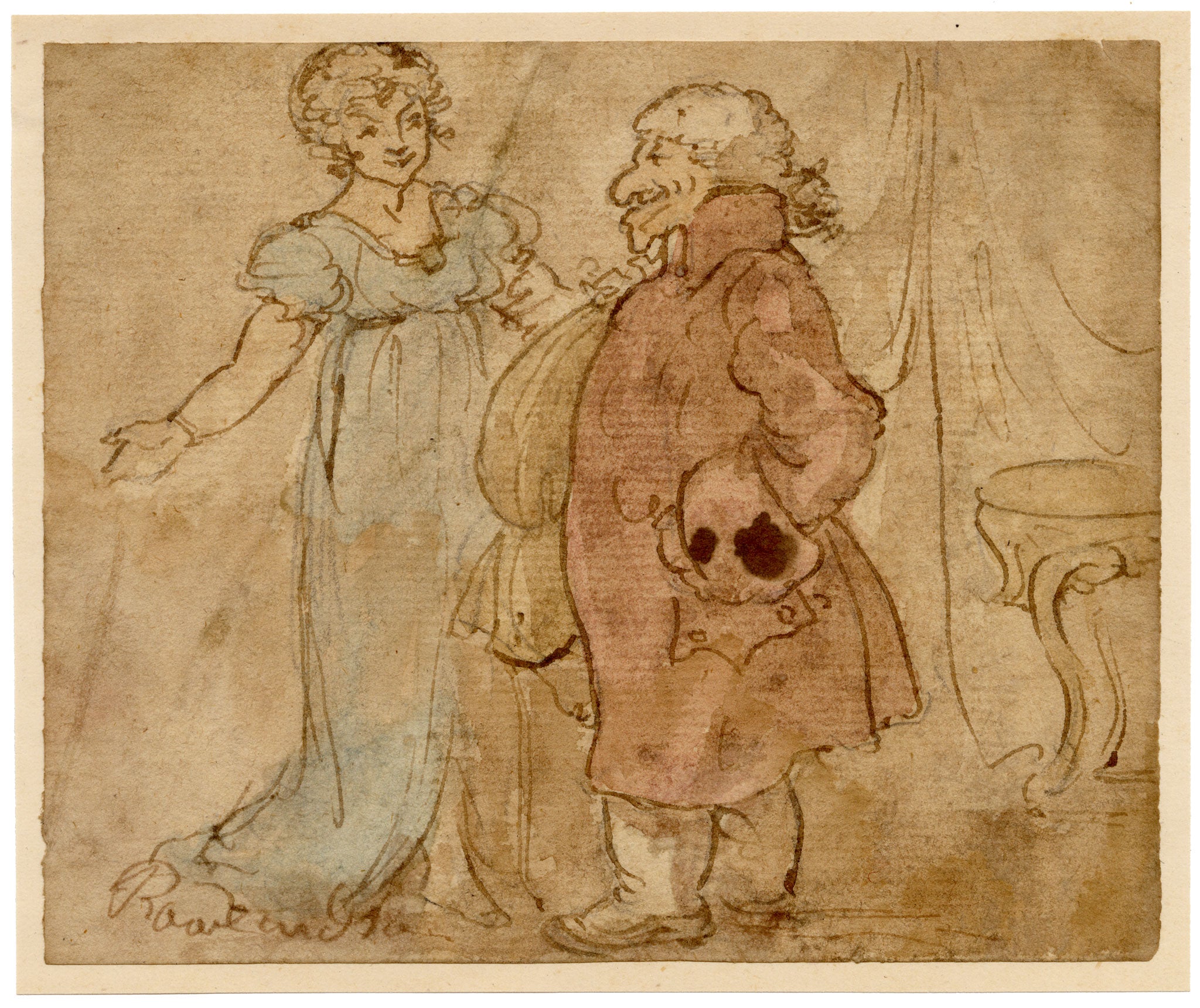 Thomas Rowlandson, A Mismatched Couple – 18th-century watercolour painting