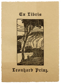 Vienna Secession Ex Libris Bookplate for Leonhard Prinz – c.1910s wood engraving