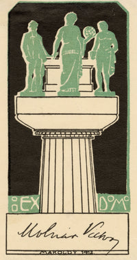 Hungarian Secession Ex Libris Bookplate by József Makoldy – 1912 woodcut