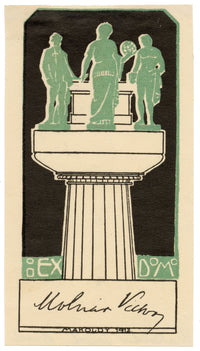 Hungarian Secession Ex Libris Bookplate by József Makoldy – 1912 woodcut