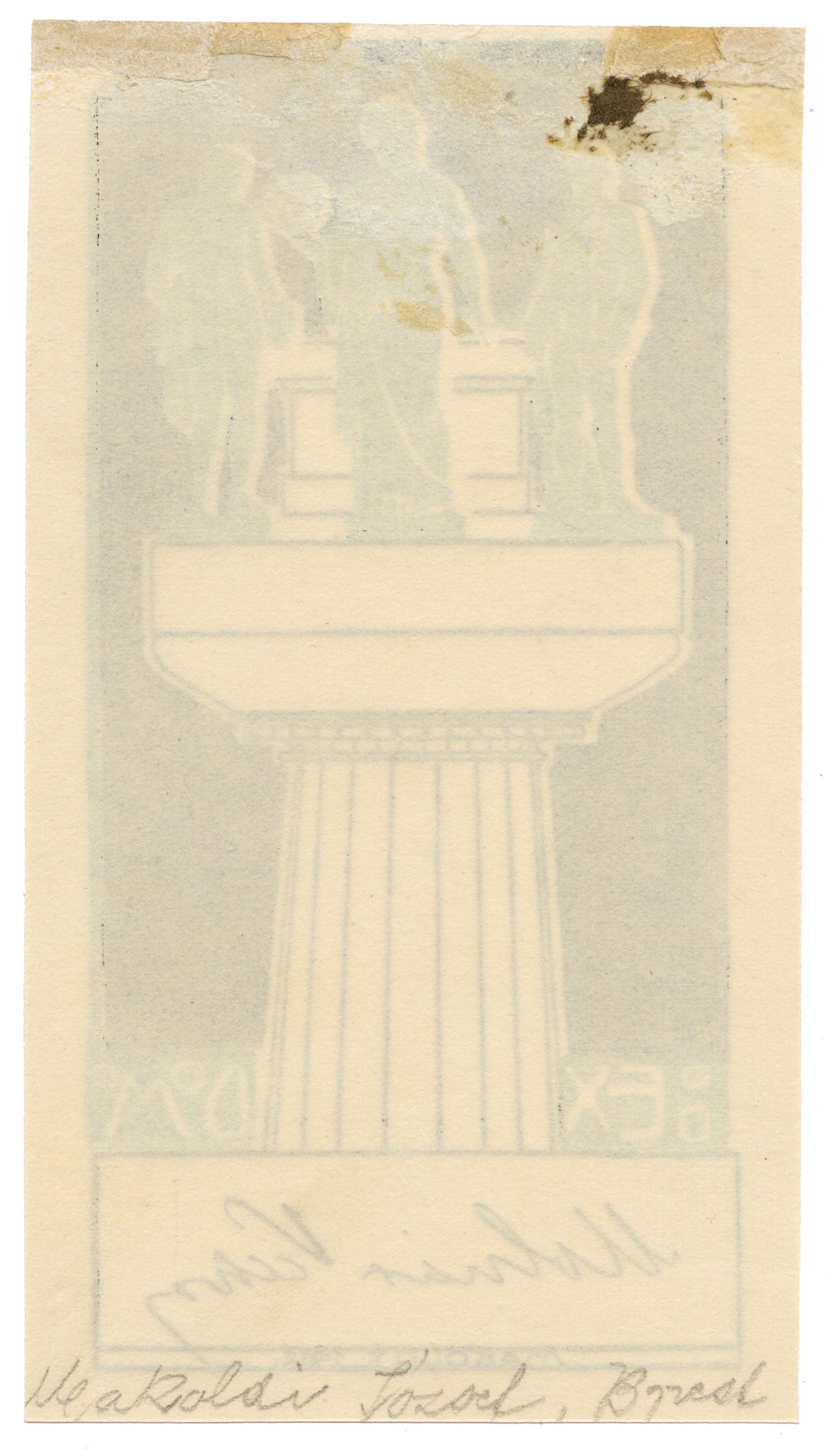 Hungarian Secession Ex Libris Bookplate by József Makoldy – 1912 woodcut
