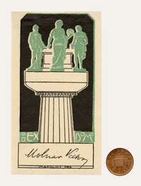 Hungarian Secession Ex Libris Bookplate by József Makoldy – 1912 woodcut