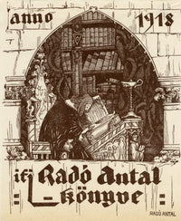 Hungarian Secession Ex Libris Bookplate for Antal Radó – 1918 wood engraving