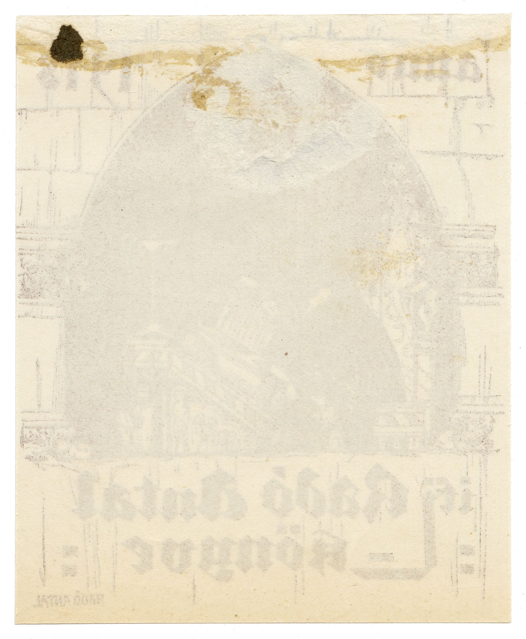 Hungarian Secession Ex Libris Bookplate for Antal Radó – 1918 wood engraving
