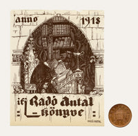 Hungarian Secession Ex Libris Bookplate for Antal Radó – 1918 wood engraving