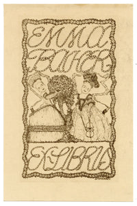 Vienna Secession Ex Libris Bookplate by Leopold Drexler – c.1910 wood engraving