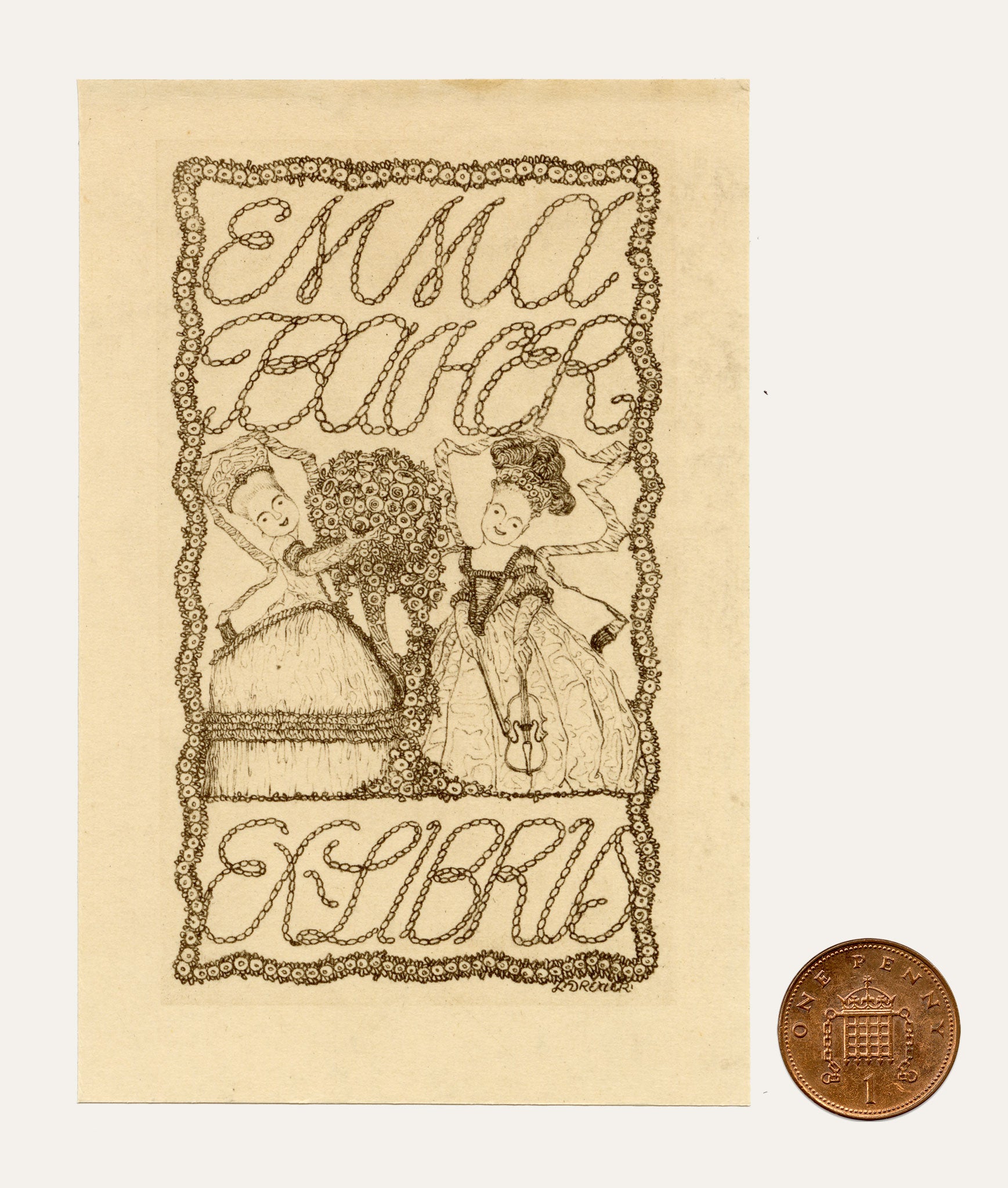 Vienna Secession Ex Libris Bookplate by Leopold Drexler – c.1910 wood engraving