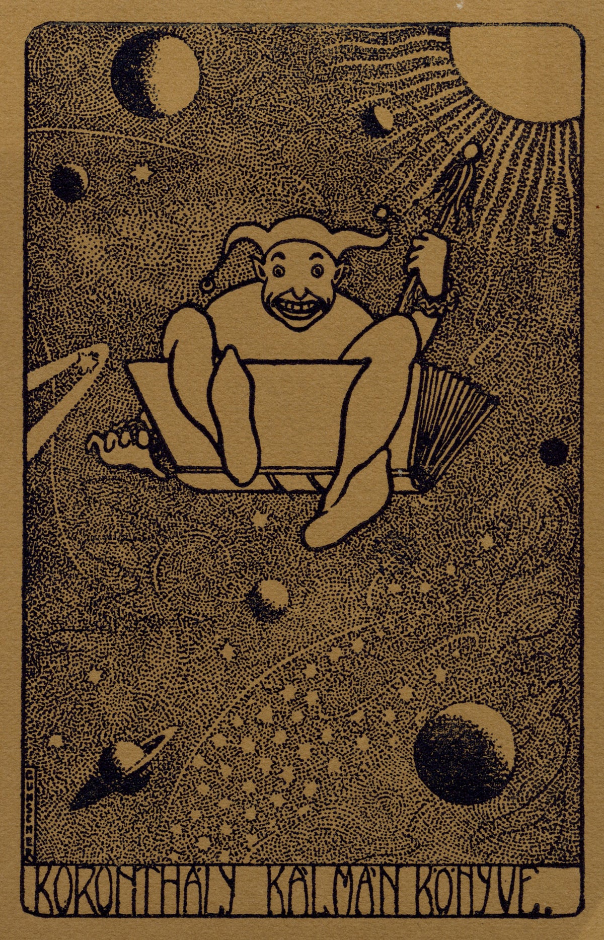 Hungarian Secession Ex Libris Bookplate by Nándor Gunscher – 1910 wood engraving