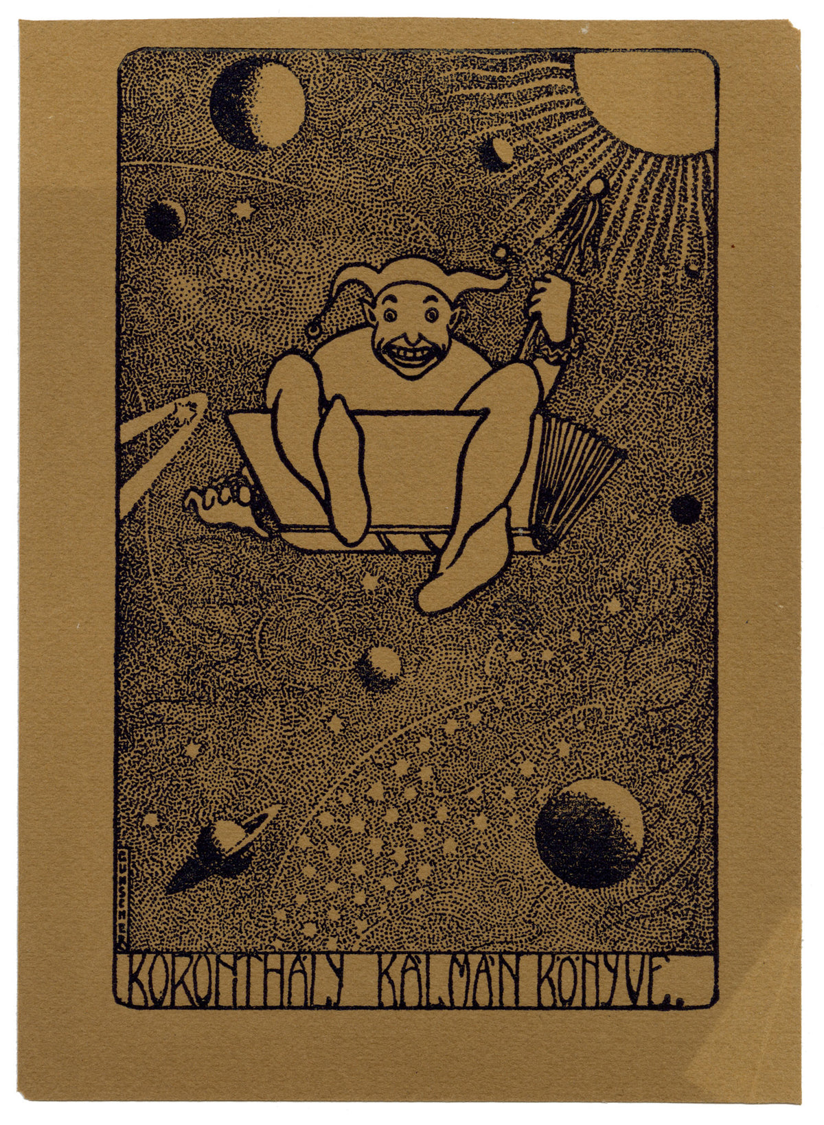 Hungarian Secession Ex Libris Bookplate by Nándor Gunscher – 1910 wood engraving