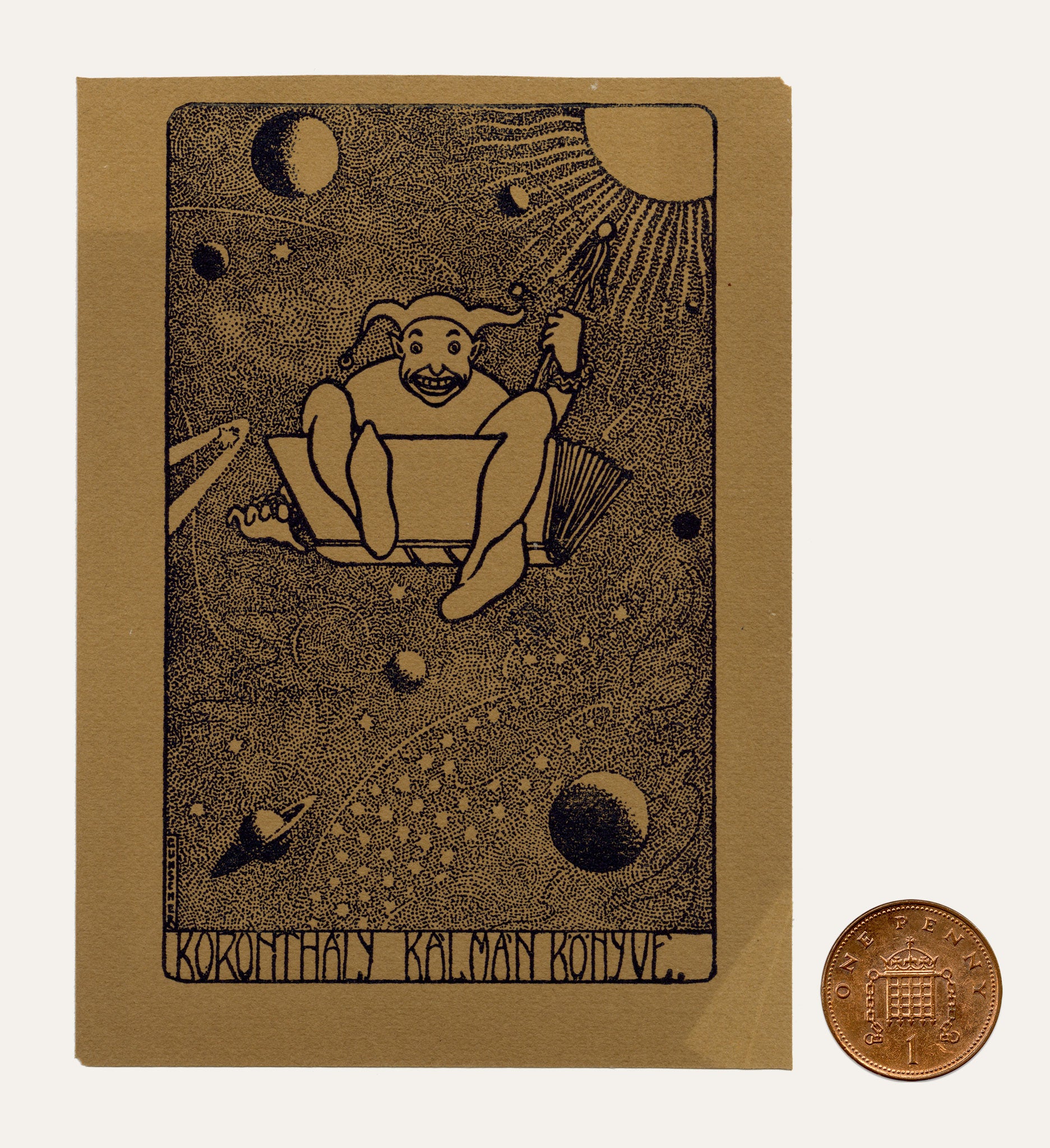 Hungarian Secession Ex Libris Bookplate by Nándor Gunscher – 1910 wood engraving