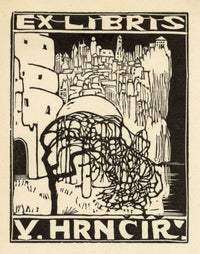 Czech Modernism Ex Libris Bookplate by Josef Váchal – c.1910 woodcut