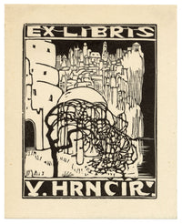 Czech Modernism Ex Libris Bookplate by Josef Váchal – c.1910 woodcut