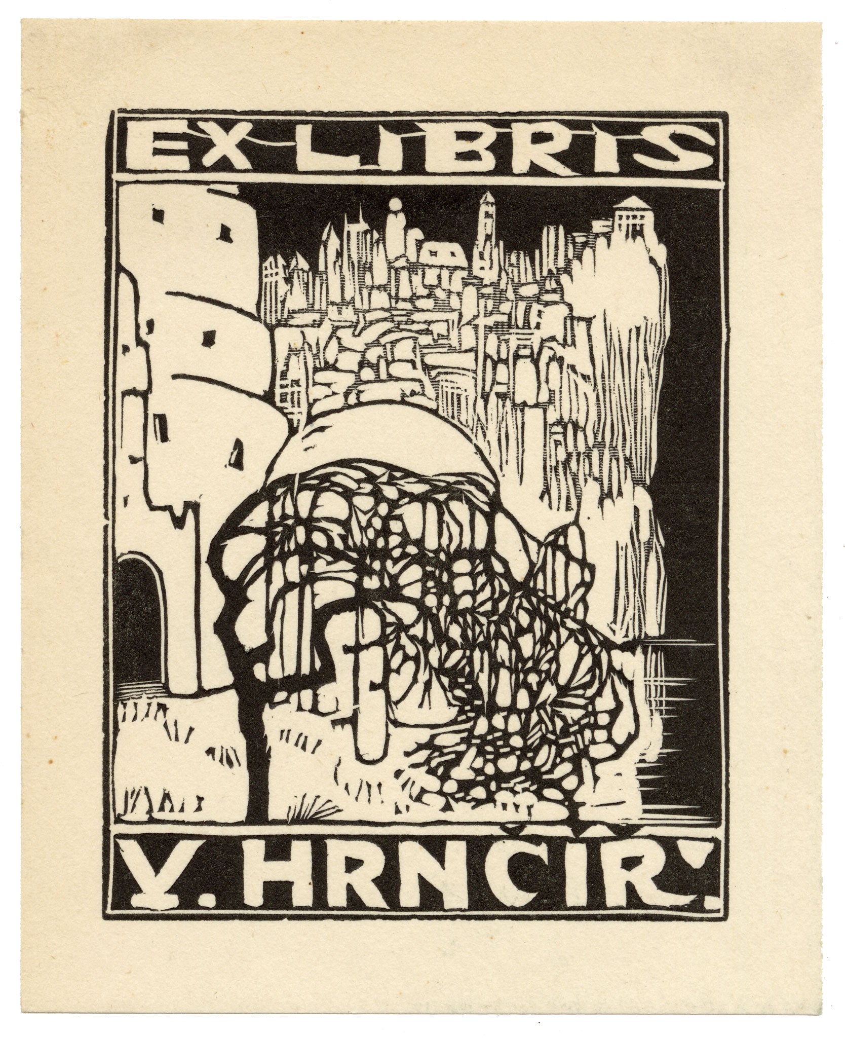 Czech Modernism Ex Libris Bookplate by Josef Váchal – c.1910 woodcut
