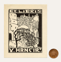 Czech Modernism Ex Libris Bookplate by Josef Váchal – c.1910 woodcut