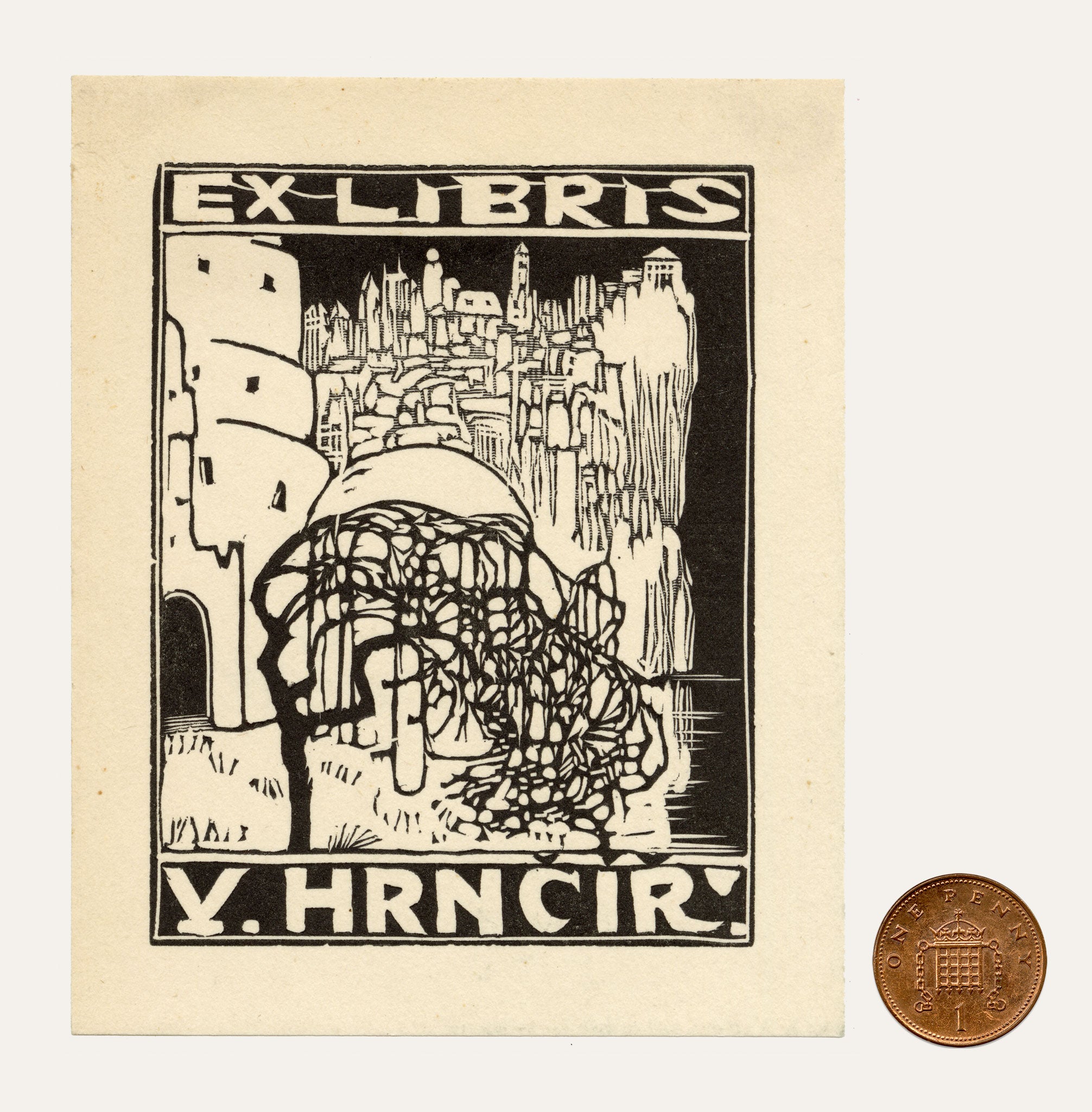 Czech Modernism Ex Libris Bookplate by Josef Váchal – c.1910 woodcut