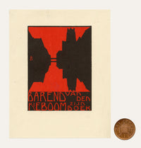 Dutch Modernism Ex Libris Bookplate by Nico Bulder – c.1910 woodcut
