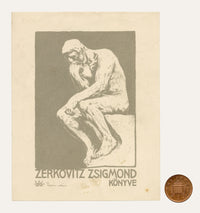 Hungarian Secession Ex Libris Bookplate by Antal Weiss – 1908 woodcut