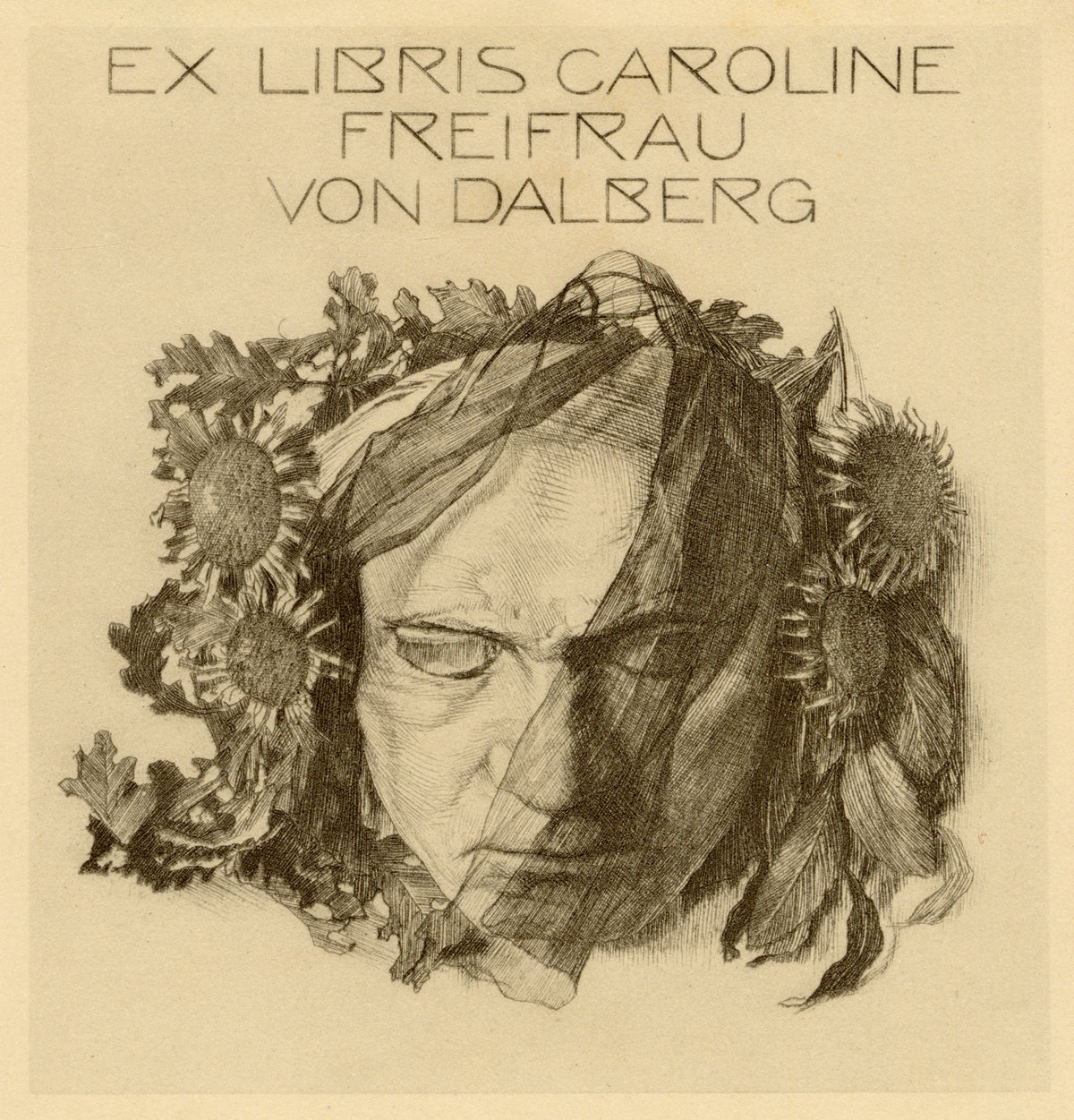 Vienna Secession Ex Libris Beethoven Bookplate by Alfred Cossmann – 1910 engraving