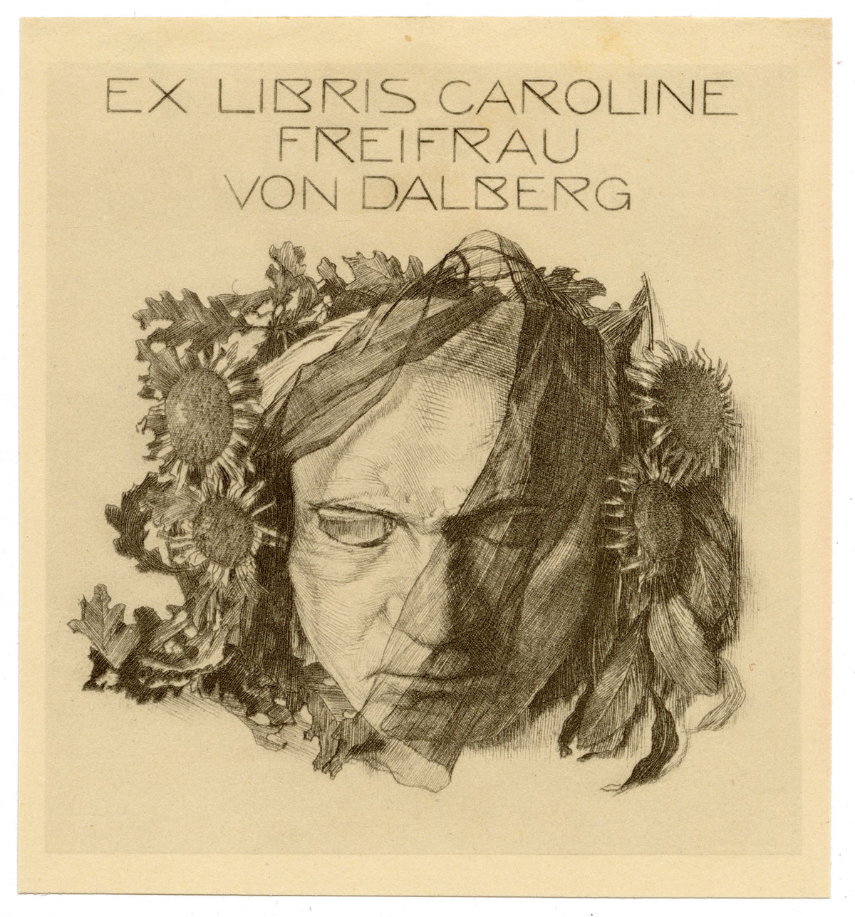 Vienna Secession Ex Libris Beethoven Bookplate by Alfred Cossmann – 1910 engraving