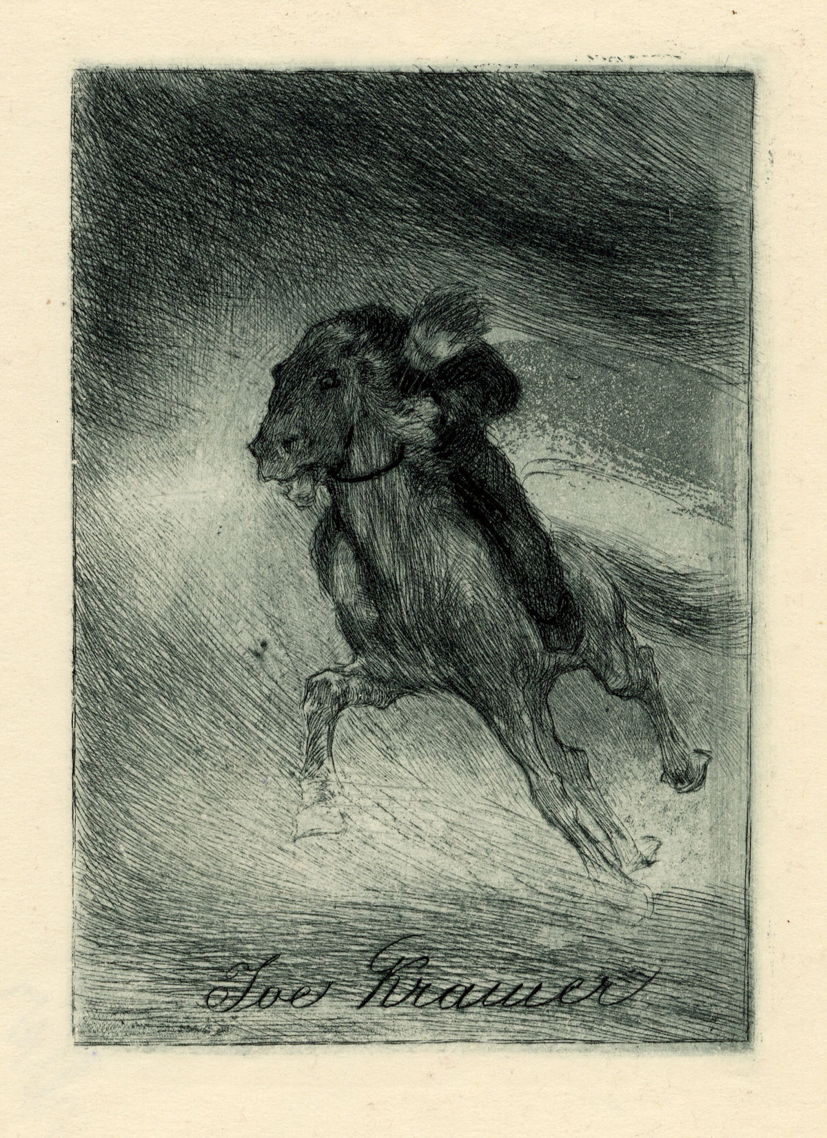 Vienna Secession Ex Libris Bookplate by Erhard Amadeus-Dier – c.1910 etching