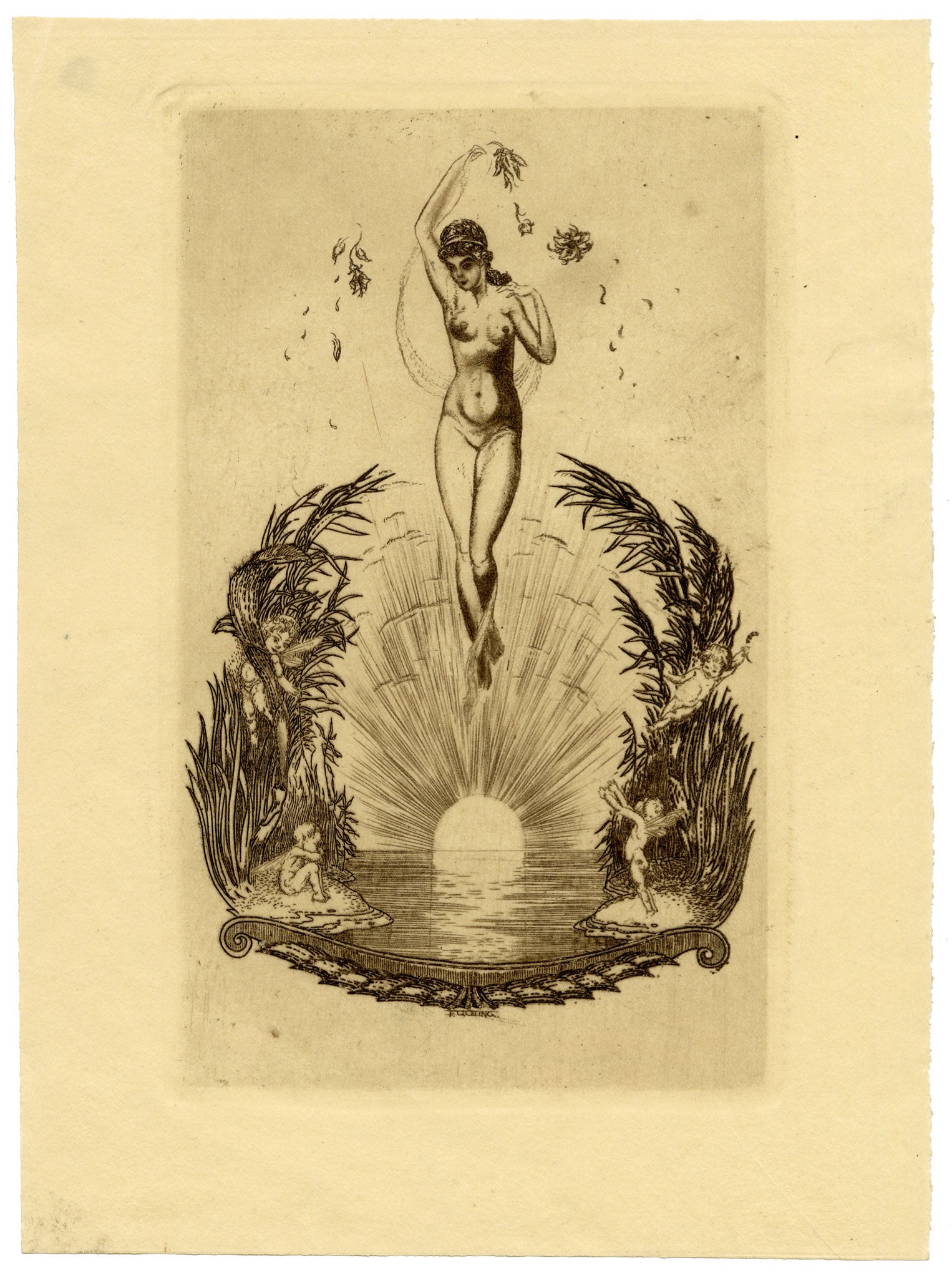 Vienna Secession Ex Libris Bookplate by Ferdinand Götting – c.1910 etching