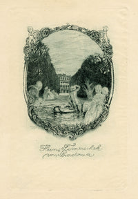 Vienna Secession Ex Libris Bookplate by Erhard Amadeus-Dier – 1916 engraving
