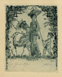 Art Deco German Ex Libris Bookplate by Herbert Lehmann – 1924 drypoint etching