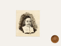 Pickford Robert Waller, Miniature Portrait of a John Endecott, Puritan of New England – c.1890s pen & ink drawing