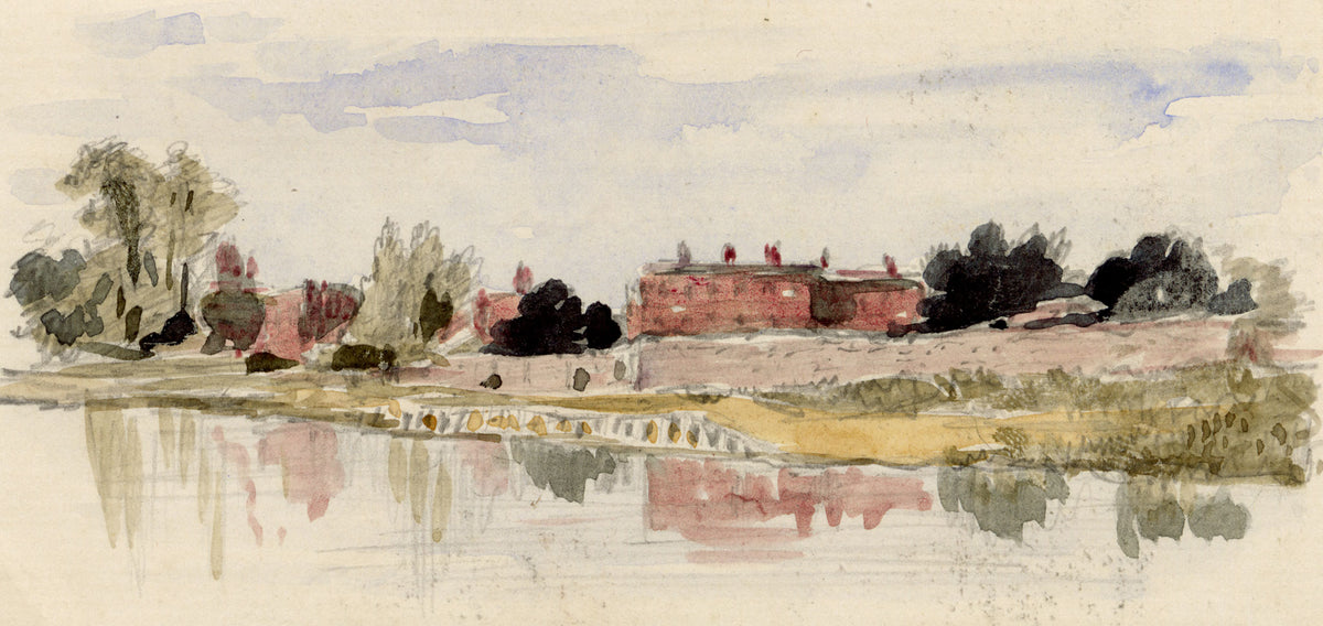 Pickford Robert Waller, River View with House, Possibly River Thames – c.1890s watercolour painting