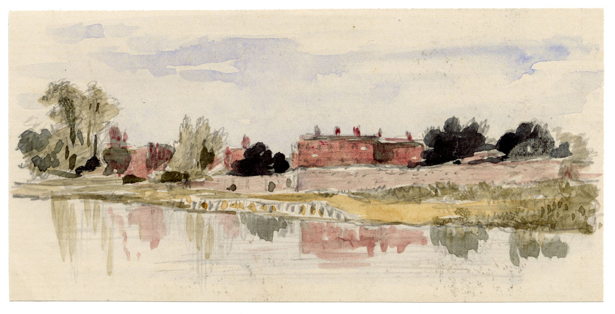 Pickford Robert Waller, River View with House, Possibly River Thames – c.1890s watercolour painting