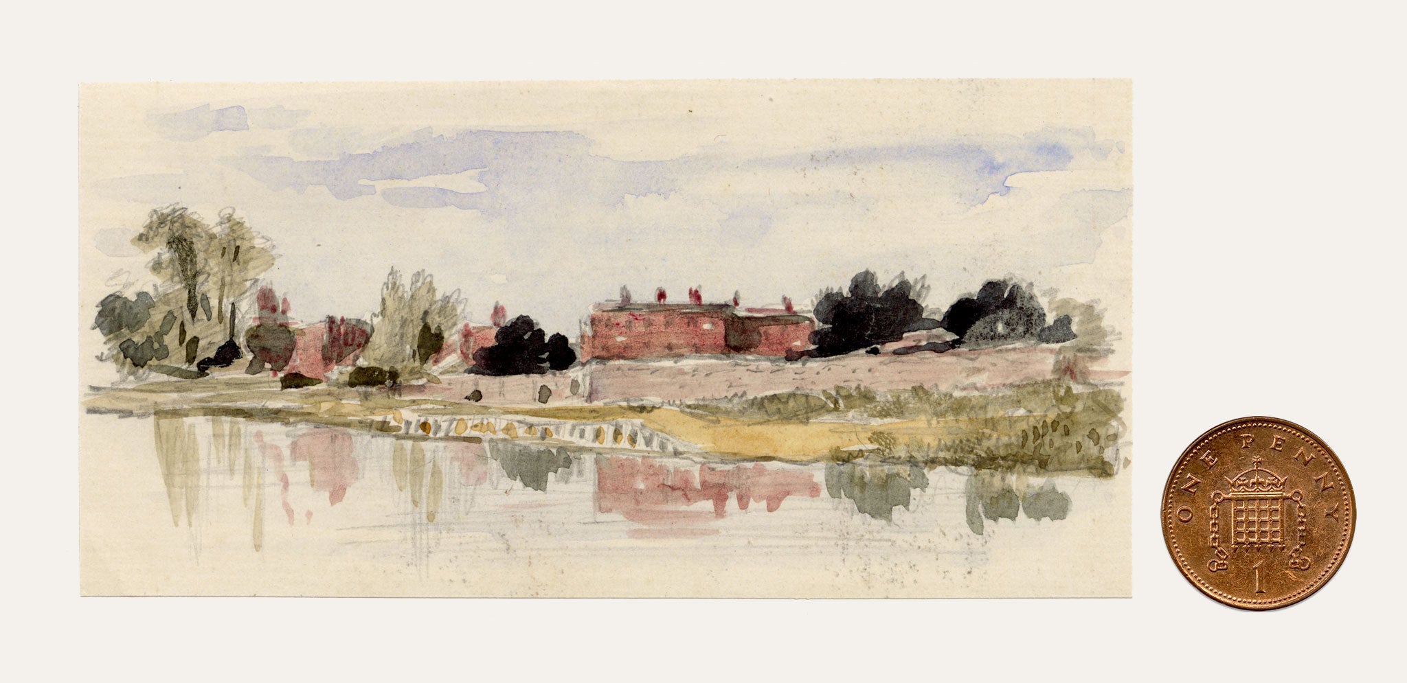 Pickford Robert Waller, River View with House, Possibly River Thames – c.1890s watercolour painting