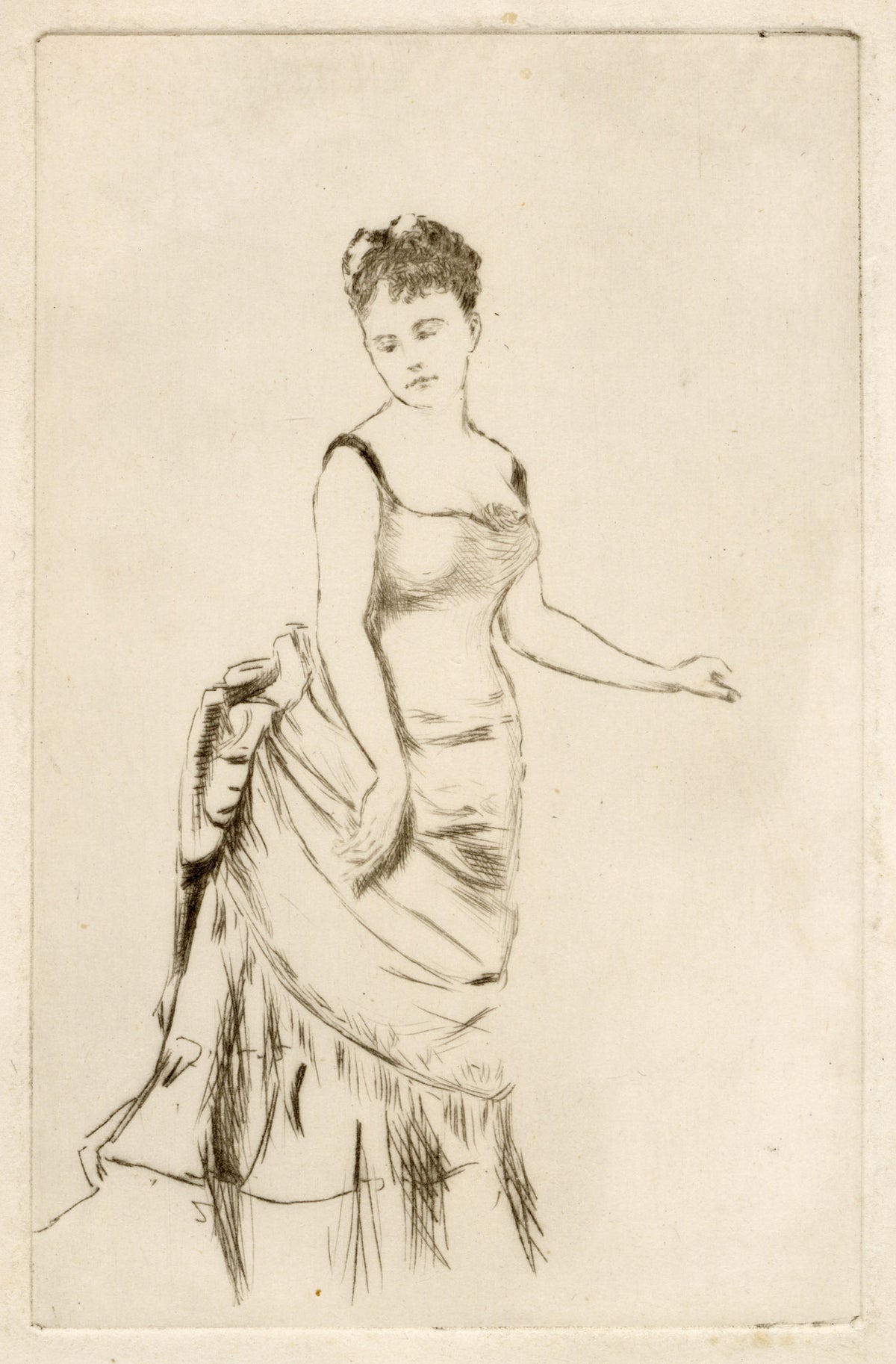Pickford Robert Waller, Whistlerian Portrait of a Woman – c.1890s etching print