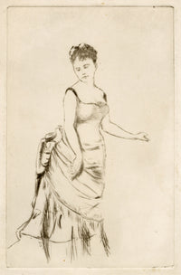 Pickford Robert Waller, Whistlerian Portrait of a Woman – c.1890s etching print