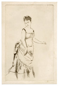 Pickford Robert Waller, Whistlerian Portrait of a Woman – c.1890s etching print
