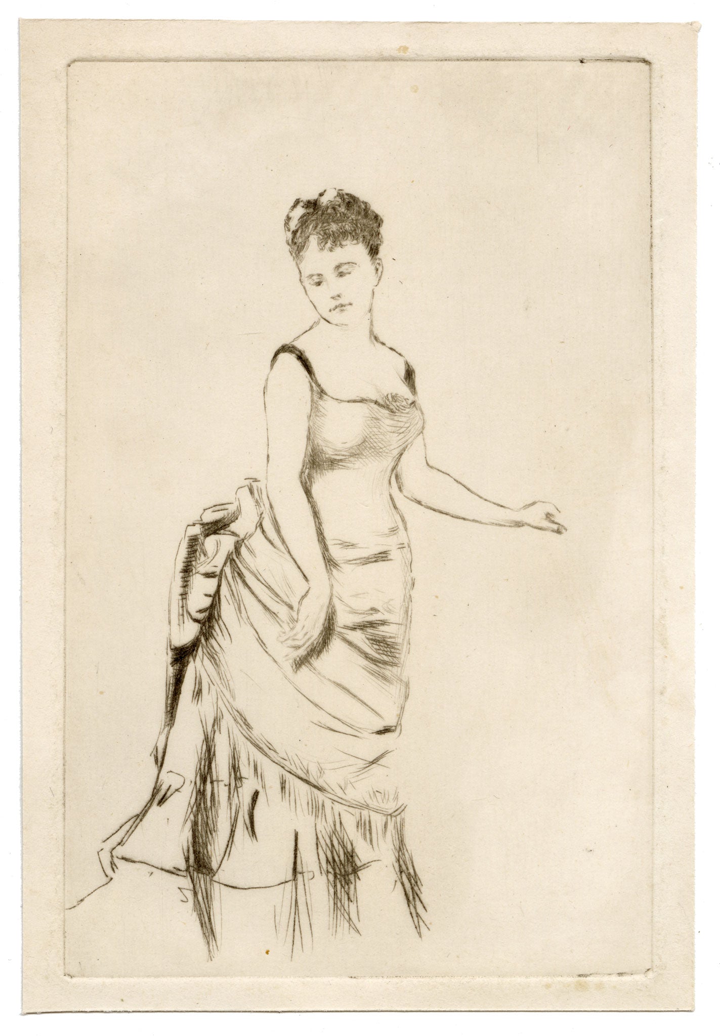 Pickford Robert Waller, Whistlerian Portrait of a Woman – c.1890s etching print