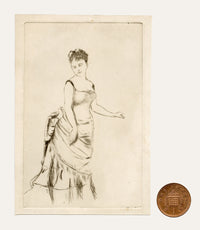 Pickford Robert Waller, Whistlerian Portrait of a Woman – c.1890s etching print