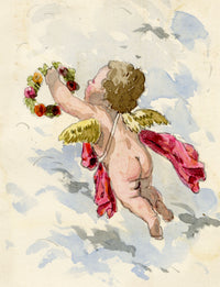 Pickford Robert Waller, Putto with Wreath – c.1890s watercolour painting