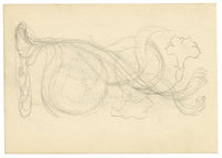 Pickford Robert Waller, Study of a Resting Cow with Bell – c.1890s pen & ink drawing