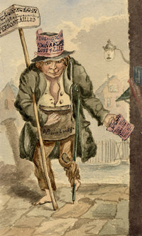 F. Bainbridge, Victorian Street Cries: A Character in Liverpool – 1842 watercolour painting